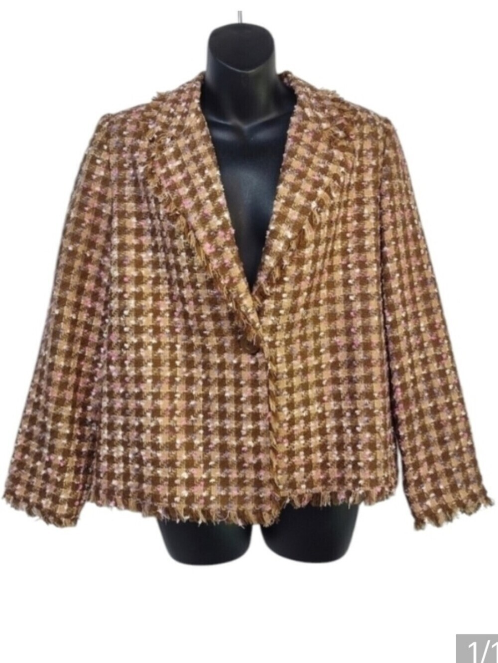 Breckenridge Women's Multi Colors Fringe Trimmed Tweet Blazer Size 10P